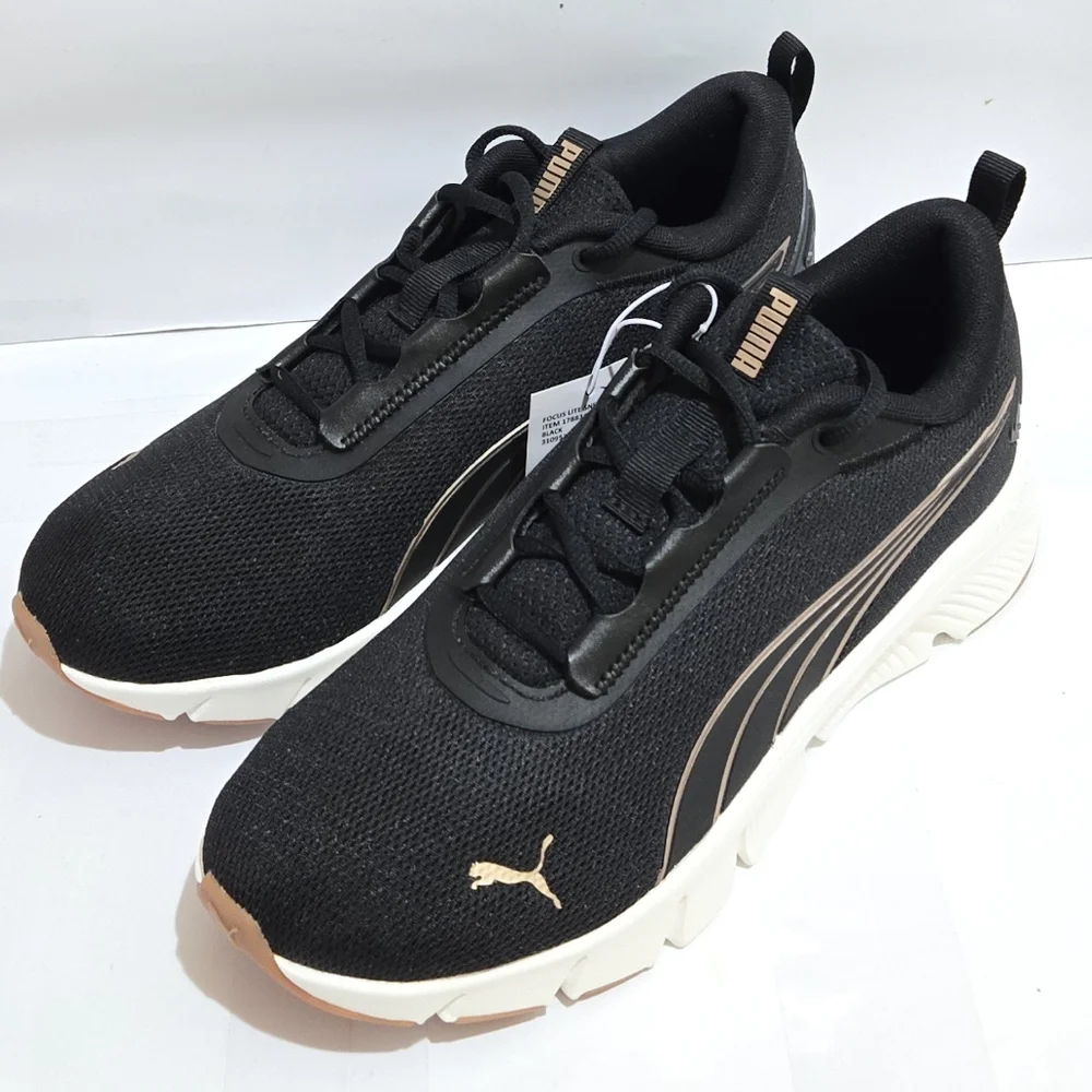Puma Focus Lite Women's Black Rose Gold Lightweight Running Shoes - Picture 2 of 8